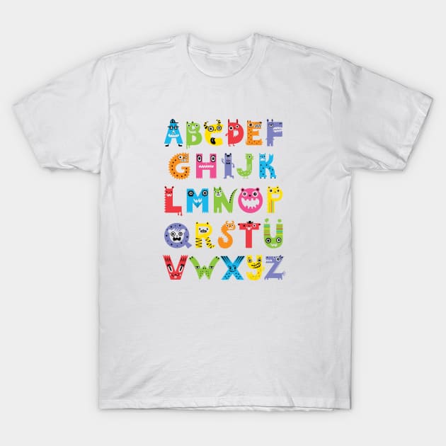 Alphabet Monsters T-Shirt by Andibird